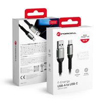 FORCELL F-ENERGY C256 USB A to Type C QC4.0 3A 66W Cable, 2 meters, black