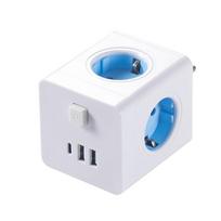 Kelioninis USB lizdo adapteris su 4 kintamosios srovės lizdais 3 USB prievadai ir maitinimo jungiklis EU Plug Wall Cube lizdo maitinimo adapterio ilgintuvas namams