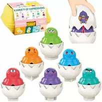 WOOPIE Montessori dėlionės Dėlionės "Match Shapes" linksmi viščiukai kiaušiniai 6vnt.