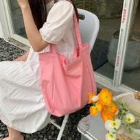 Candy-colored Letter Single-shoulder Canvas Tote Bag rožinė