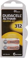 "Duracell EasyTab/Activair" 312 tipo klausos aparatų baterijos "Zinc Air" P312 PR41 ZL3 Pakuotė 60 vnt.