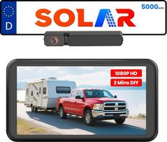 "Foxpark" belaidė saulės atbulinės eigos kamera: IP69K: dviejų minučių greitas montavimas ir HD 1080P su 5 colių monitoriumi, galingas naktinis matymas, IP69K vandeniui atsparus automobilinės atbulinės eigos kameros radijo ryšio rinkinys, skirtas nameliam