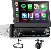 1 DIN belaidis "Carplay" automobilinis radijas su 7 colių rankiniu ištraukiamu jutikliniu ekranu, vienas DIN "Bluetooth" radijas su "Android Car FM EQ Mirror Link USB-C vairo valdymu