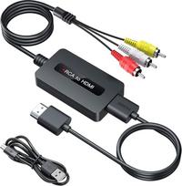 SUNNATCH RCA ir HDMI keitiklio kabelis su HDMI ir RCA kabeliu, RCA ir HDMI adapteris, sudėtinis CVBS AV ir HDMI keitiklis, sudėtinis AV ir HDMI su Full HD 720P/1080P išvestimi