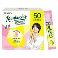 TEAZEN Kombucha Pink Lemon 50 Sticks / Low Calorie, Zero Sugar 50 Sticks x 1 BOX yellow