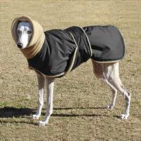 Neperpučiami vėjo šunų striukės drabužiai, neperšlampami „Whippet“ palto gobtuvai su vilnoniu kaklo apykaklės šildytuvu XXXXXL juoda