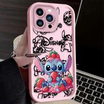 Disney Stitch Braškių Mielas Telefono Dėklas iPhone 16 15 14 13 12 11 Pro Max X XS Max XR 12 13 Mini 8Plus Smūgiams Atsparus Minkštas Dėklas For iPhone 16 Pro
