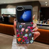 For Samsung Galaxy Z Flip 6 5 4 3 5G Luxury Leather Phone Case Retro Flowers Soft TPU Folding Cover For Samsung Z Flip5 Flip3 For Samsung Galaxy Z Flip 5