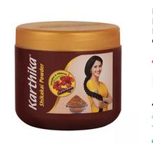 Karthika: sausas šampūnas su Šikakajumi ir Hibisku (180 g), Karthika Shikakai milteliai, Cavinkare