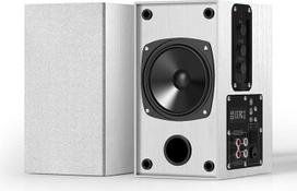 "Elimavi" laidiniai grotuvo garsiakalbiai, 30 W X 2 vinilo garsiakalbiai su 4 colių žemų dažnių garsiakalbiu, kompiuterio garsiakalbis su 3,5 RCA įvestimi kompiuteriui ir namų erdviniam garsui, baltos spalvos, skirtas montuoti ant sienos