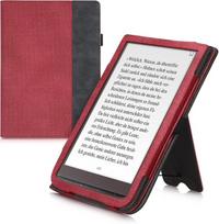 kwmobile Case Compatible with Pocketbook InkPad 3/3 Pro/Color/Vivlio InkPad 3 Case - Flip Case with Hand Strap - Faux Leather Cover - Red Dark Grey