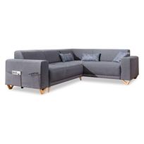 Pilkos spalvos sulankstoma/su sandėliavimo vieta kampinė sofa (su dešiniuoju kampu/„L“ formos) Classy Sophie – Miuform