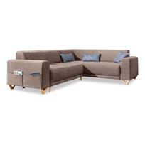 Rudos spalvos sulankstoma/su sandėliavimo vieta kampinė sofa (su dešiniuoju kampu/„L“ formos) Classy Sophie – Miuform