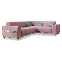 Rožinės spalvos sulankstoma/su sandėliavimo vieta kampinė sofa (su dešiniuoju kampu/„L“ formos) Classy Sophie – Miuform
