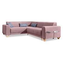 Rožinės spalvos sulankstoma/su sandėliavimo vieta kampinė sofa (su kairiuoju kampu/„L“ formos) Classy Sophie – Miuform