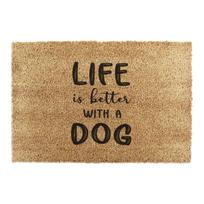 Iš kokoso pluošto grindų kilimėlis 40x60 cm Life Is Better With a Dog – Artsy Doormats
