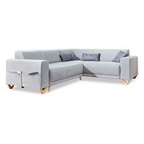 Šviesiai pilkos spalvos sulankstoma/su sandėliavimo vieta kampinė sofa (su dešiniuoju kampu/„L“ formos) Classy Sophie – Miuform