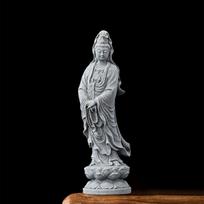 Guan Yin statula Akmens ornamentas Kinų moteriško Budos skulptūra Feng Shui meno kūrinys knygų lentynai
