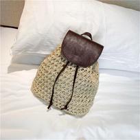 Vasaros kuprinė moteriška rotango šiaudų krepšys Kasdienis tuščiaviduris moteriškas austinis paplūdimio krepšys Moteriškos raištelės 33cm*16cm*30cm smėlis