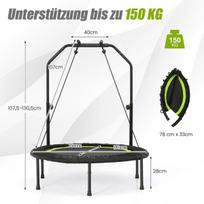 Costway Ø101 cm mini batutas su reguliuojamo aukščio rankena ir 2 žalios spalvos atsparumo juostomis