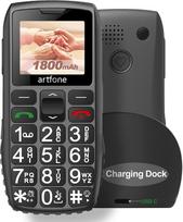 "artfone C1 Plus" senjorų mobilusis telefonas be sutarties, didelis mobiliojo telefono mygtukas vyresnio amžiaus žmonėms, dviejų SIM kortelių mobilusis telefonas, 1800 mAh akumuliatorius, ilgas budėjimo režimas, su įkrovimo stotele (juodas)