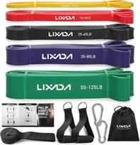 "Lixada Fitness Band" pasipriešinimo juostų rinkinys, pagamintas iš natūralaus latekso su durų inkaro putų rankenomis ir krepšiu jėgos treniruočių fitnesui