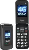 "Qubo" GSM mobilusis telefonas senjorams 4G, atlenkiamasis telefonas, dideli mygtukai, didelis garsumas, SOS funkcija, 2,4 colio + 1,77 kontaktų su nuotraukomis, greitasis skambutis, senjorų mobilusis telefonas, juodas