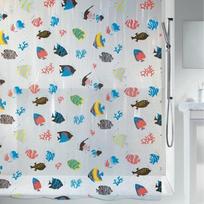 "Spirella Fish PEVA" skaidri plastikinė dušo užuolaida, 180 x 200 cm, mėlyna/ oranžinė/geltona/ juoda/ žalia