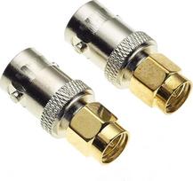 BNC-SMA adapteris 50ohm, skirtas radijo dažnių antenoms ir koaksialiniam kabeliui, 2 vnt., mažų perdavimo nuostolių, SMA vyriškosios ir BNC moteriškosios lyties adapteris, skirtas "WiFi" ir rankiniams radijo imtuvams