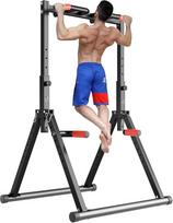 DOBESTS Sulankstomas maitinimo bokštas Dip Station Pull-Up Bar Freestanding Reguliuojamas aukštis Daugiafunkcinis fitneso treniruoklis Pull-Up Bar Pushups pilvo trikampio struktūra Stabili