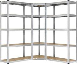 Juskys 3 lentynų sistema Metal Basic | 1 kampinė lentyna ir 2 saugojimo lentynos | 15 lentynų iš MDF medienos | 2625 kg | Sunkiasvorės lentynos Sandėliavimo lentynos Rūsio lentynos (sidabrinės spalvos)