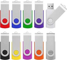 KOOTION Pakuotė iš 10 USB lazdelių 8GB duomenų lazdelės USB 2.0 atminties lazdelės 10 vienetų USB atminties lauktuvių Lauwferk spalvingos atminties lazdelės metalinės 8G Pakuotė iš 10 atminties lazdelių rinkinys USB atminties diskai Stick Flash 8Gbyte