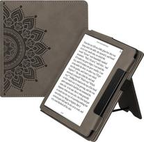 kwmobile Flip Case Compatible with Amazon Kindle Oasis 10th Generation - Wrist Strap - Cover Rising Sun Grey