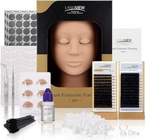 LASHVIEW blakstienų priauginimo rinkinys, profesionalus blakstienų manekeno galvos rinkinys su 4 nuimamais vokais, blakstienų rinkinys pradedantiesiems blakstienų priauginimo specialistams