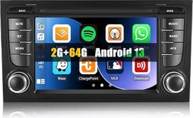 [2+64G] SIXWIN Android 13 automobilinis radijas Audi A4 B6 S4 RS4 su Carplay/Android Car/Mirrorlink, 7 colių talpinis jutiklinis ekranas palaiko WiFi GPS FM Bluetooth EQ