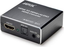 "AGPtek®" HDMI į HDMI garso išvesties keitiklis su "Toslink" kabeliu - "Ultra HD" 4 K x 2 K visiškai 3D optinis "Toslink" SPDIF garso ir 3,5 mm garso išvestis + EDID valdymo juosta "Dolby Digital AC3/DTS", LPCM ir "Adv 2.0ch 5.1ch