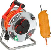 "Brennenstuhl Garant S V2 IP44" kabelio ritė (25 m oranžinės spalvos kabelis, pagamintas Vokietijoje, IP44) ir "Brennenstuhl Safe-Box Big IP44" (apsauginė dėžutė ilginimo kabeliui)