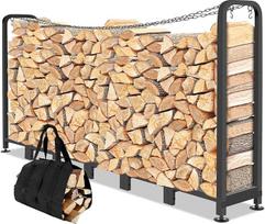 "Himimi®" metalinė malkų lentyna 235 x 32 x 116 cm, reguliuojama malkų lentyna lauke, 1,2 m³/1,4 SRM, su transportavimo krepšiu ir pakreipiamomis grandinėmis