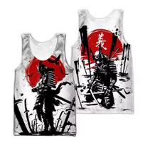 Summer Japanese Samurai 3D Printed Tank Tops Men's Casual Fashion Streetwear Vest Oversized Sleeveless Tank Top Gym Man Clothing S