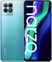 "realme Narzo 50-4+128GB" išmanusis telefonas, galinga 5000 mAh baterija, "Helio G96" žaidimų procesorius, itin sklandus 120 Hz ekranas, 50 MP dirbtinio intelekto triguba kamera, 3 krypčių kortelių lizdas, greita mėlyna, vieno dydžio