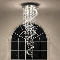 A1A9 Elegantiškas spiralinis krištolinis šviestuvas, skaidrus K9 Crystal Raindrop LED lubų šviestuvas, chromuotas pakabinamas šviestuvas gyvenamajam kambariui, prieškambariui, laiptams, fojė, dydis: D50 cm, H156 cm