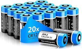 AHJ CR123A 3V ličio baterijos (20 vienkartinių 1600 mAh baterijų pakuotė), CR123 / CR123A / CR17345, idealiai tinka garažo vartų atidarymo įrenginiams, signalizacijos sistemoms, mini radijo imtuvams, radijo trigeriams, matavimo prietaisams, netinka