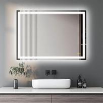 AI-LIGHTING Vonios veidrodis su LED 50 x 70 cm Vonios veidrodis su apšvietimu ir jutikliniu jungikliu 3 šviesos spalvos / nuo rūko / reguliuojamas sieninis veidrodis su šviesa vonios kambariui