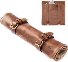 Angus Stoke odinis peilių krepšys virėjams | Chef's Knife Roll Large | Peilių krepšys virėjo peiliams su papildomu skyriumi ir užtrauktuku | Cooking Bag Sören, raudonmedis, kišenė peiliams