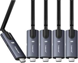 Belaidis HDMI siųstuvas ir 4 imtuvai, "Lemorele" 1080P HDMI belaidis perdavimas palaiko nuo 1 siųstuvo iki 4 imtuvų Maksimalus vaizdo transliavimas nešiojamajam kompiuteriui, fotoaparatui, TV dėžutei į HDTV, monitorių, projektorių