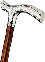 Dizainerio FANCY rudos spalvos vaikščiojimo lazda su Fritz rankena (Chased glanzverchromtem Holzschuss in Cherry Wood Stained)