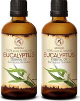 Eukaliptų eterinis aliejus, 200 ml (2x 100 ml), Eucalyptus Globulus, 100% natūralus ir grynas eterinis eukaliptų aliejus, puikiai tinka pirtims, kambarių kvapams, difuzoriams, aliejiniams degikliams ir oro drėkintuvams