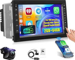 Hikity DAB/DAB+ 2+64G Android 15 automobilinis radijas VW Golf 5 6 Passat Polo Tiguan Touran Caddy Skoda CarPlay Android automobilinis belaidis ekranas 7 colių automobilinis radijas Bluetooth Mirror Link GPS WiFi FM RDS SWC EQ