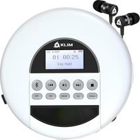 KLIM Nomad - nešiojamasis CD grotuvas Discman su ilgai veikiančia baterija - su ausinėmis - suderinamas su CD-R, CD-RW, MP3 - su TF skaitytuvu, FM radiju, "Bluetooth" - idealiai tinka automobiliams - baltos spalvos