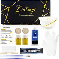 LAMXIN Kintsugi remonto rinkinys, Kintsugi rinkinys, skirtas pradedantiesiems taisyti prasmingą keramiką aukso milteliais, pradinis keramikos remonto rinkinys Kintsugi remonto rinkinys pradedantiesiems